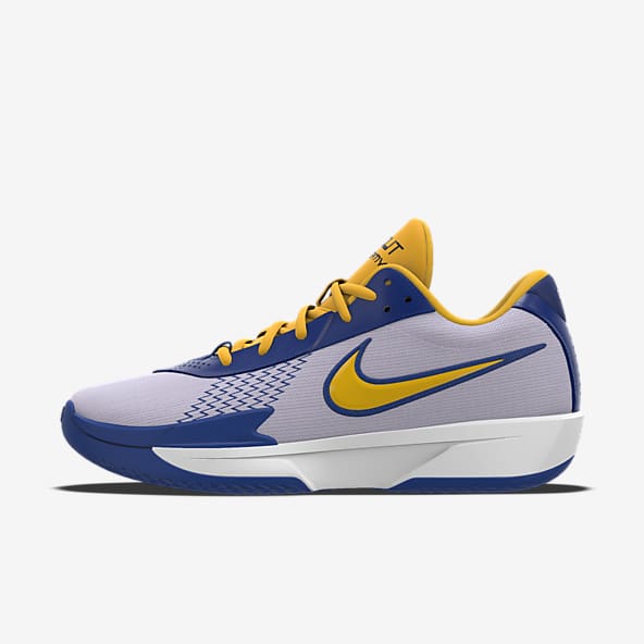 Blue and yellow nike basketball shoes store